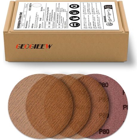 Papier à Poncer Abrasif 125mm - 50 Pièces Grains 60/80/120/180/240 Idéal pour Ponceuses Cloisons Sèches Durable et Efficace (1/5)