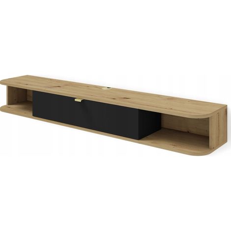 Meuble TV à suspendre 156x20x29cm IKARI chêne artisanal/noir mat luxueux sideboeard commode (1/5)