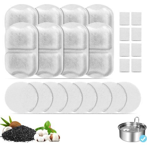 8er-Pack Ersatzfilter aus Edelstahl für 7-Liter-Trinkbrunnen für Hunde und Katzen, Dreifachfiltrationsfilter, Ersatzfilter (1/5)