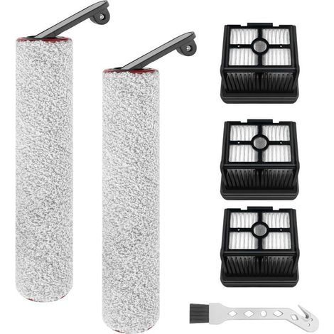 Rouleau de brosse de rechange et filtre HEPA pour Dreame H12 Pro, H12 Dual aspirateur sec et humide sans fil, 2 rouleaux de brosse + 3 filtres HEPA + 1 brosse de nettoyage