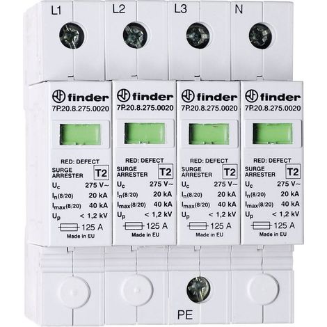 Finder 7P.25.8.275.0020 7P.25.8.275.0020 Limiteur de surtension 20 kA 1 pc(s) (1/2)