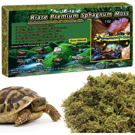 Mousse de Sphaigne Premium pour Reptiles - Substrat Naturel Absorbant pour Terrarium, Amphibiens et Plantes - 7 OZ