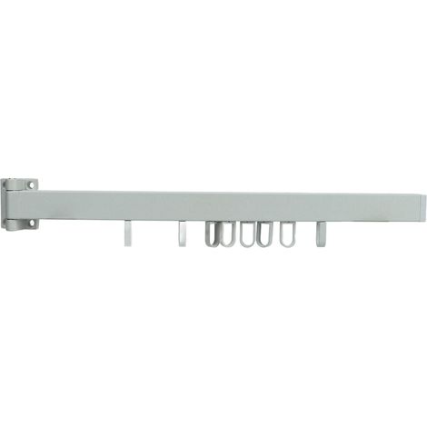 Étendoir mural rétractable et peu encombrant avec anneau rotatif, blanc, 60 cm, pliable. Idéal pour balcon et buanderie. (1/5)