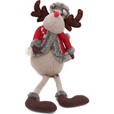 Sapin de Noël ornement renne mignon poupée en peluche jouet décoration cadeau pour enfants chapeau angle droit (1/5)