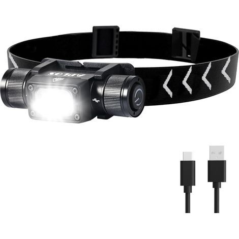 Foco recargable H340 con cabezal de luz de 1500 lúmenes y base giratoria de 180°, foco LED superbrillante con modo de luz roja. (1/5)