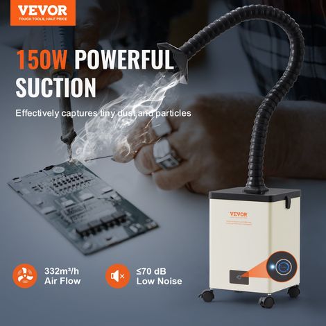 Extracteur de Fumée de Soudage 150 W Extracteur de Fumées de Soudure Filtre à 3 Couches Débit d'Air 332 m³/h Absorbeur de Fumée à Souder Compact pour Soudure Bricolage Salon de Beauté (1/5)