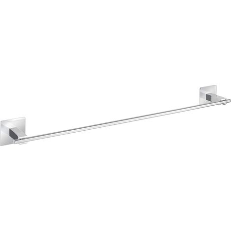 WENKO Portasciugamani da parete per bagno Quadro, Barra portasciugamani con fissaggio Turbo-Loc® senza foratura, Acciaio Inox, 64x6,5x7 cm, opaco (1/5)