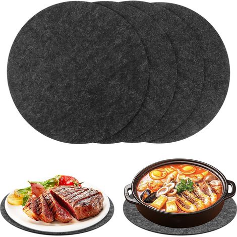 8 Pièces Dessous de Plat Rond Feutre Gris Tapis 30 cm Épaisseur 0,3 cm pour Table, Assiette, Vase et Décoration Sobre (1/5)