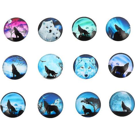 12 autocollants magnétiques Loup