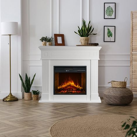 Elektrischer Kamin Sola, Heizfläche 30 m², Leistung (kW) 0,9/1,8, Indoor, 110x25x95h cm, Weiß (1/5)