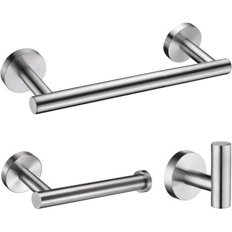 Patère de salle de bain, Barre porte-serviettes en acier inoxydable SUS304, finition nickel brossé, Accessoire de salle de bain (1/5)