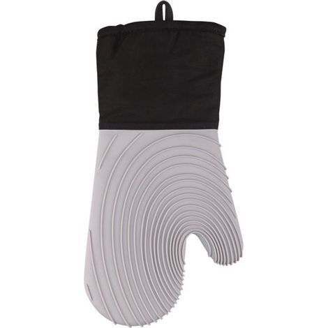 2er Packung schwarze, hitzebeständige Küchenhandschuhe mit strukturierten Silikongriffen. (1/5)