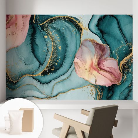 Tapete Vliestapete mit Kleber für Wohnzimmer Schlafzimmer Küche - Wanddekoration Künstlerische Wellen 104x70 cm (1/5)