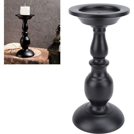 Bougeoir en Métal Classique et Élégant - Bougeoir Cylindrique Retro Noir en Fer pour Tables et Événements, Hauteur 22 cm (1/5)