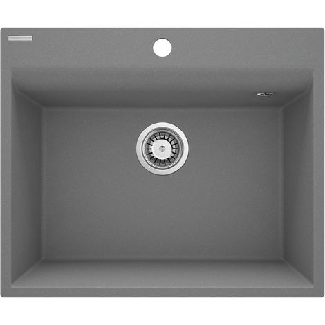 Lavello cucina in granito con 1 vasca 60x50 cm grigio metallizzato - Drax