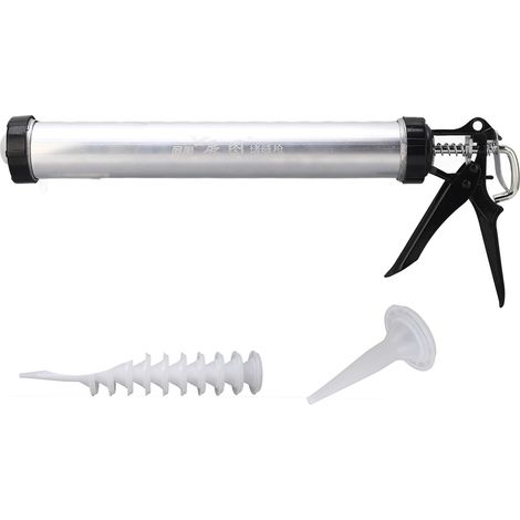 1 tube en aluminium Pistolet à calfeutrer en silicone 600 ml Outil de calfeutrage avec 10 buses (1/5)