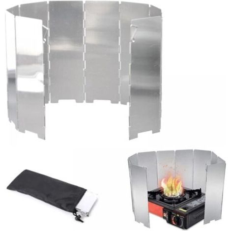Pare-Vent Pliable Aluminium Ultra Léger Pare-Vent Rechaud 10 Assiettes Pare-Brise de Camping Portable Pare-Vent Pliable en Plein Air pour Camping Randonnée Pique-Nique Cuisinière à Gaz (1/5)