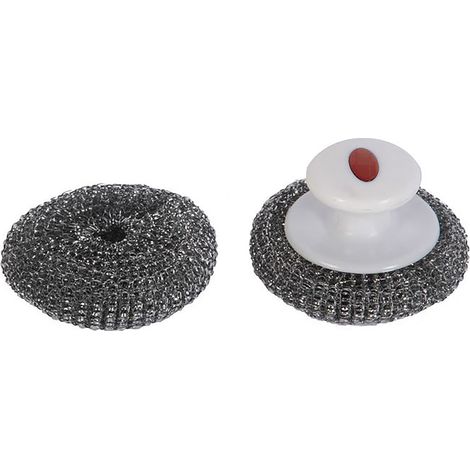 Le Marquier – Lot de 2 boules inox avec poignées pour plancha – Nettoyage plaque cuisson – Ø 9.5 cm – N'abîment pas les mains (1/3)