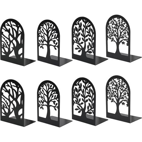 8 serre-livres métal noir motif arbre avec butoirs antidérapants. (1/4)