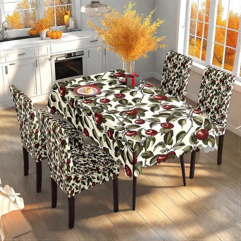 Nappe et housses de chaises en tissu pour Thanksgiving, motif citrouille et feuille d'érable, collection automne, TC-264 (140 x 210 cm, imperméable) (1/4)