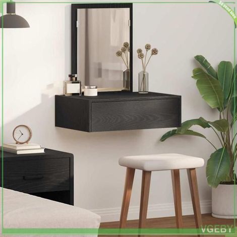 Table de maquillage - Noir - Bois d'ingénierie - 60 x 40 x 70 cm - Avec miroir et tiroir (1/5)
