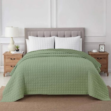 Trapuntino Coperta Primaverile Bicolore Trapunta Anallergica Piumino Mezza Stagione e Antiacaro Colorato Tinta Unita Made in Italy Verde/Salvia - Matrimoniale (1/5)