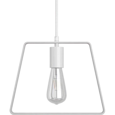 creative cables - Lampada a sospensione Made in Italy completa di cavo tessile, paralume Duedì Base e finiture in metallo
