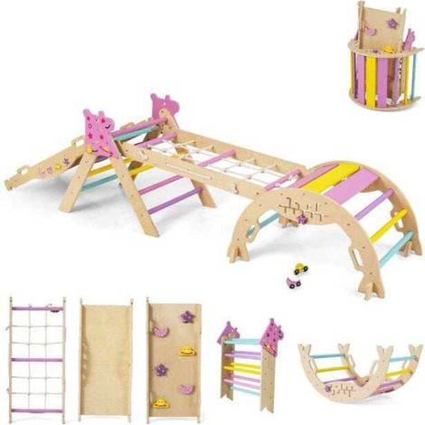 Set 9-en-1 pour bouger et imaginer, aire de jeux intérieure Montessori avec triangle d'escalade pour tout-petits (1/5)
