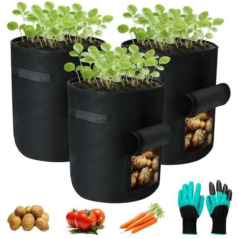 3-teiliges Pflanzsack-Set mit Sichtfenster, verstärktem Griff und Pflanzsack für Gemüse und Blumen (1/5)
