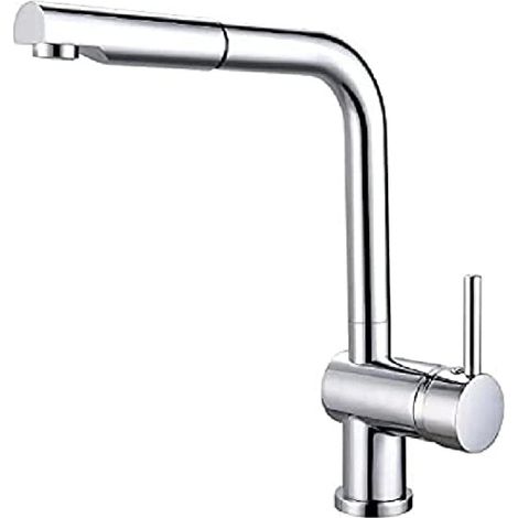 Mitigeur Évier - Douchette Extractible, Aérateur Réducteur de Débit, Écrou de Serrage Rapide à la Main - 320 (Hauteur) x 220 (Saillie) mm - Chromé (1/4)