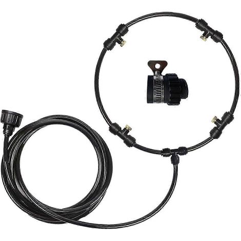 Wassernebel-Sprühsystem mit Ventilator, 300 cm Sprühschlauch, Wassernebel-Sprühsystem für den Außenbereich, geeignet für Garten, Terrasse und Balkon.-PP Adapter 12inch