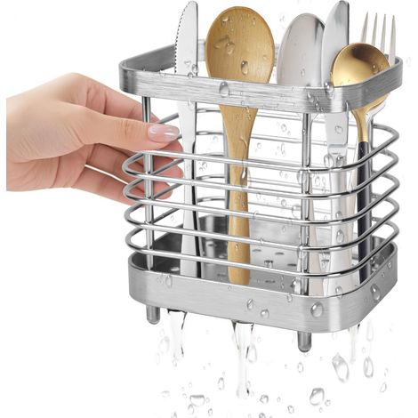 Egouttoir couvert en acier inoxydable - Porte Couverts - Egouttoir couverts cuisine- Égouttoir pour cuillères, fourchettes et brosses à dents (1/5)