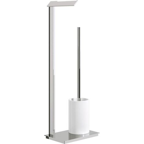 Lineabeta - Rollenhalter und Ranpin-Bürsenhalter aus glänzendem / weißem Stahl (1/2)
