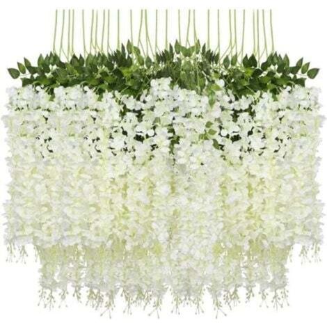 [NON UTILIZZATO] 24 Pièces Artificielle Fleurs Faux Wisteria Vigne Glycine Artificielles Flowers en Soie pour la Maison Jardin Partie De Mariage Décoration
