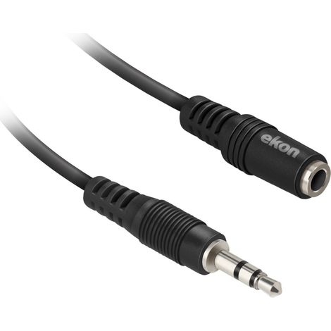 EKON Cavo Audio Con Connettore Jack 3,5 Mm Maschio E Connettore Jack 3,5 Mm Femmina, Con Protezione Anti-Piega, Colore Nero, Lungo 1,8 M (1/5)