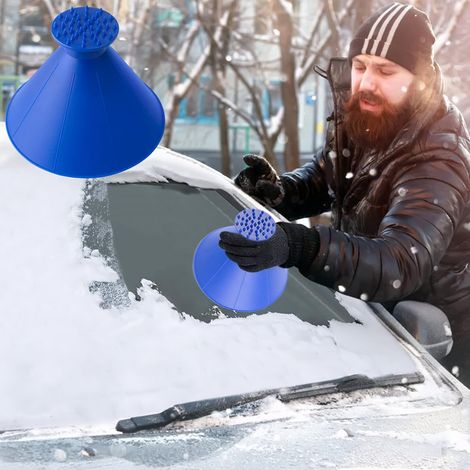 Grattoirs à Neige pour Auto,Grattoir à Neige Grattoir Pare Brise Magical Car Ice Scraper Rond Grattoir Voiture 2 en 1 Entonnoir Huile Ronde Glace Grattoir Neige Brosse pour SUV, Voitures, Camions (1/5)