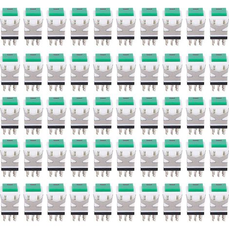 50 boutons-poussoirs miniatures momentanés en plastique vert avec réarmement instantané automatique, 12 V (1/5)