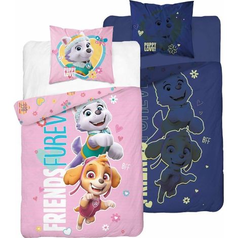 Linge de lit en coton fluorescent 160x200cm PSI Patrol Friends Furever