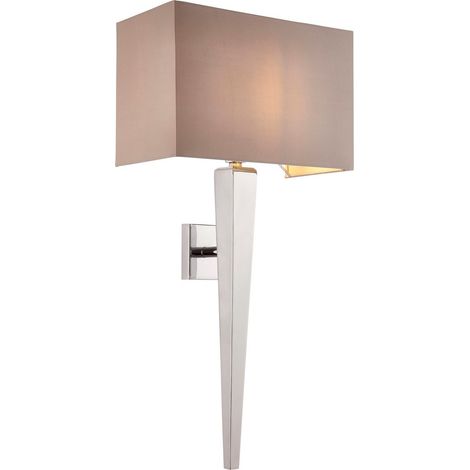 Endon Moreto - Applique da interno a 1 luce cromata con paralume effetto seta grigio, B22 (1/5)