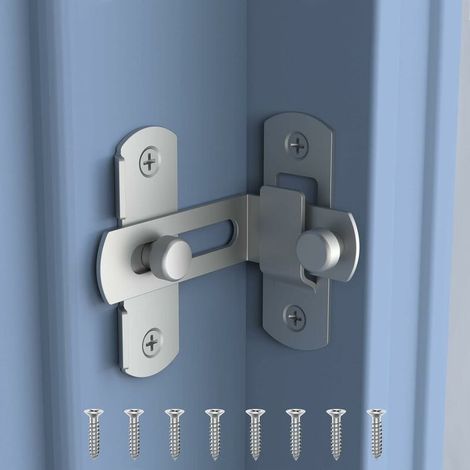 Serrure de porte de grange, serrure de porte rabattable et coulissante, loquet de porte d'angle en acier inoxydable à 90 degrés, argent, 70.255mm (1/5)