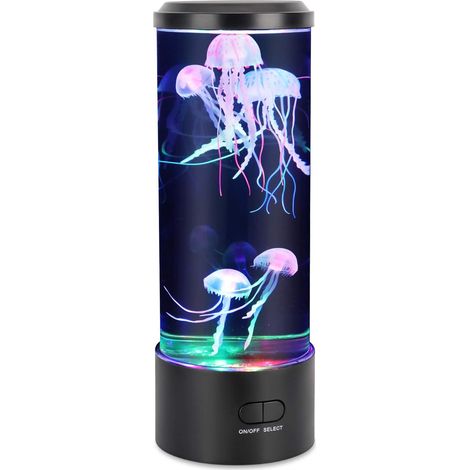 Lampe lave méduse - 7 couleurs changeantes - Veilleuse apaisante - Rechargeable USB - Décoration et cadeau (Noël, Saint-Valentin) (1/5)