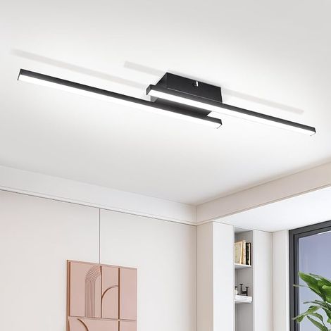 GBLY LED Plafón Negro Lámpara Pasillo Techo Cocina Moderno 12W 6500K Blanco Frío 61 5cm para Salón Comedor Habitación Infantil Oficina (1/5)