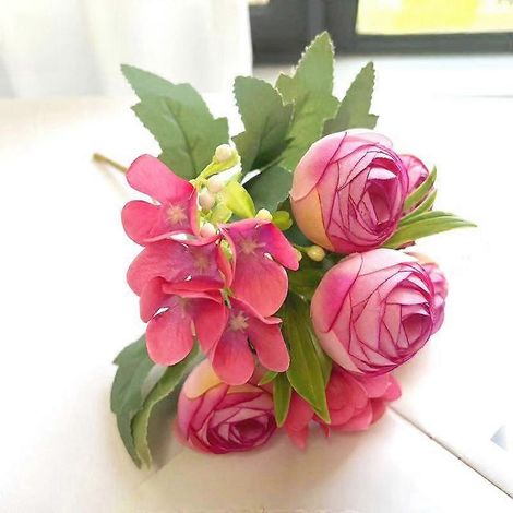 Boule brodée de bouton de thé printanier rose nordique, petite fleur à poignée, fleur artificielle en soie, photographie de mariage, décoration intérieure, fleur à mainviolet (1/5)