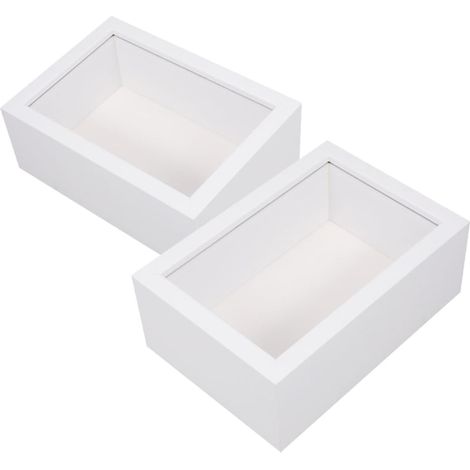 Lot de 2 Cadres Photo en Bois Blanc 6 Pouces Vitrine pour Fleurs Séchées Boîte de Présentation Rustique Cadre Photo Flottant Support Décoratif de Table (1/5)