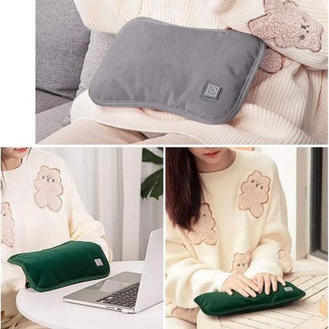 Bouillotte électrique housse souple,coussin chauffant adulte enfant,maintient température,oreiller,lit(Vert) (1/5)