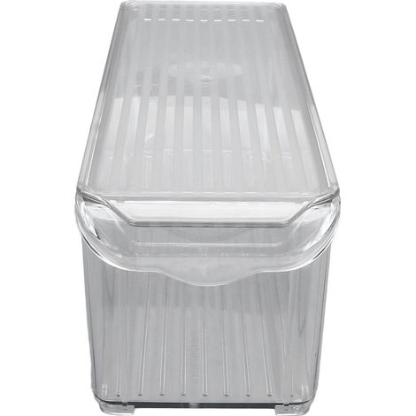 Lot de boîtes de rangement transparentes pour réfrigérateur, empilables, couvercle inclus, version haute étroite, pour aliments et légumes, qualité alimentaire. (1/5)