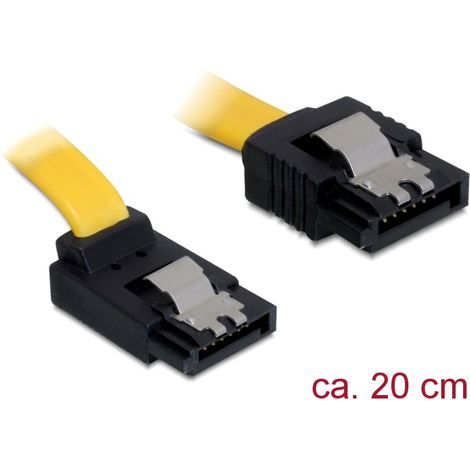 Delock cable sata 6 gb/s macho recto  sata macho acodado hacia arriba de 20 cm amarillo metÃ¡lico