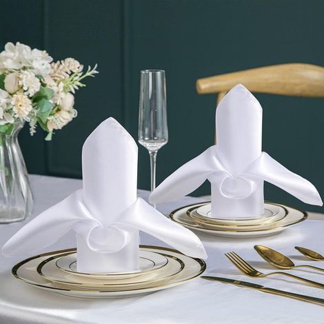 30 pezzi - Tovaglioli - Tovaglioli in raso di alta qualità - 43x43 cm - Tessuto di poliestere di lusso per hotel - Decorazione per tovaglioli - Ristorante - Tovagliato quadrato - Bianco (1/4)