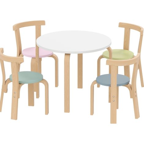 Set tavolo e 4 sedie per bambini in legno multicolore 60 x 60 x 50 cm HOMVRA (1/5)