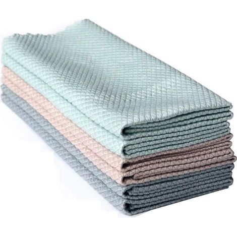 Chiffon à vaisselle,Chiffon spécial en écailles de Poisson pour Le Nettoyage du Verre,sans Traces,élimination de l\'huile de Cuisine (1/4)